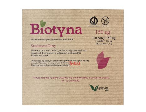 Biotyna w proszku - witamina B7 na zdrowe włosy i paznokcie 7,1 g - 110 porcji